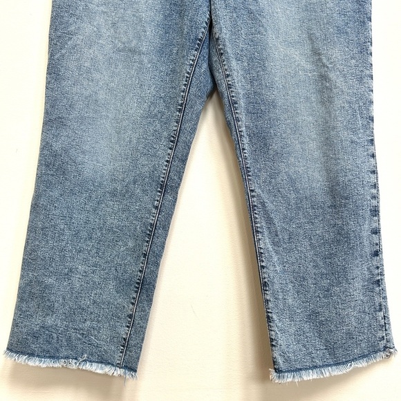 LOFT Curvy Straight Frayed Raw Hem Ankle Blue Jeans, Size 16 - Picture 5 of 11